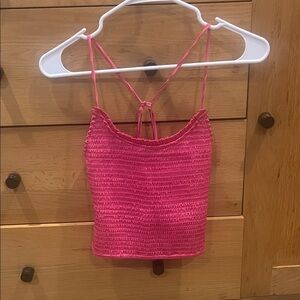 Free People Hot Pink Smocked Cropped Camisole